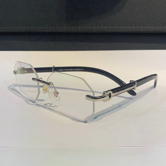 Rac Frameless Transparent Shade Silver Black Stick Colour Unisex Sunglass SUN019￼