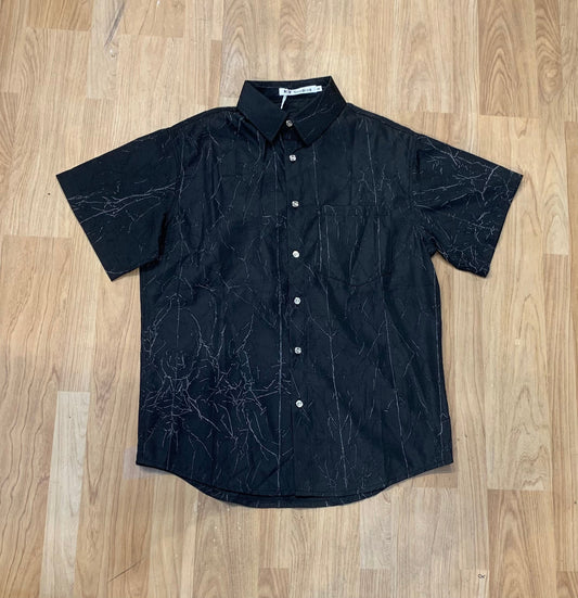 NF STUDIOS Black Colour With Line Design Premium Quality Half Sleeve Shirt 9328
