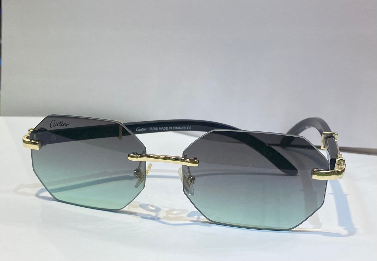 RAC Gold Black Frame Teal Green Shade Unisex Sunglasses