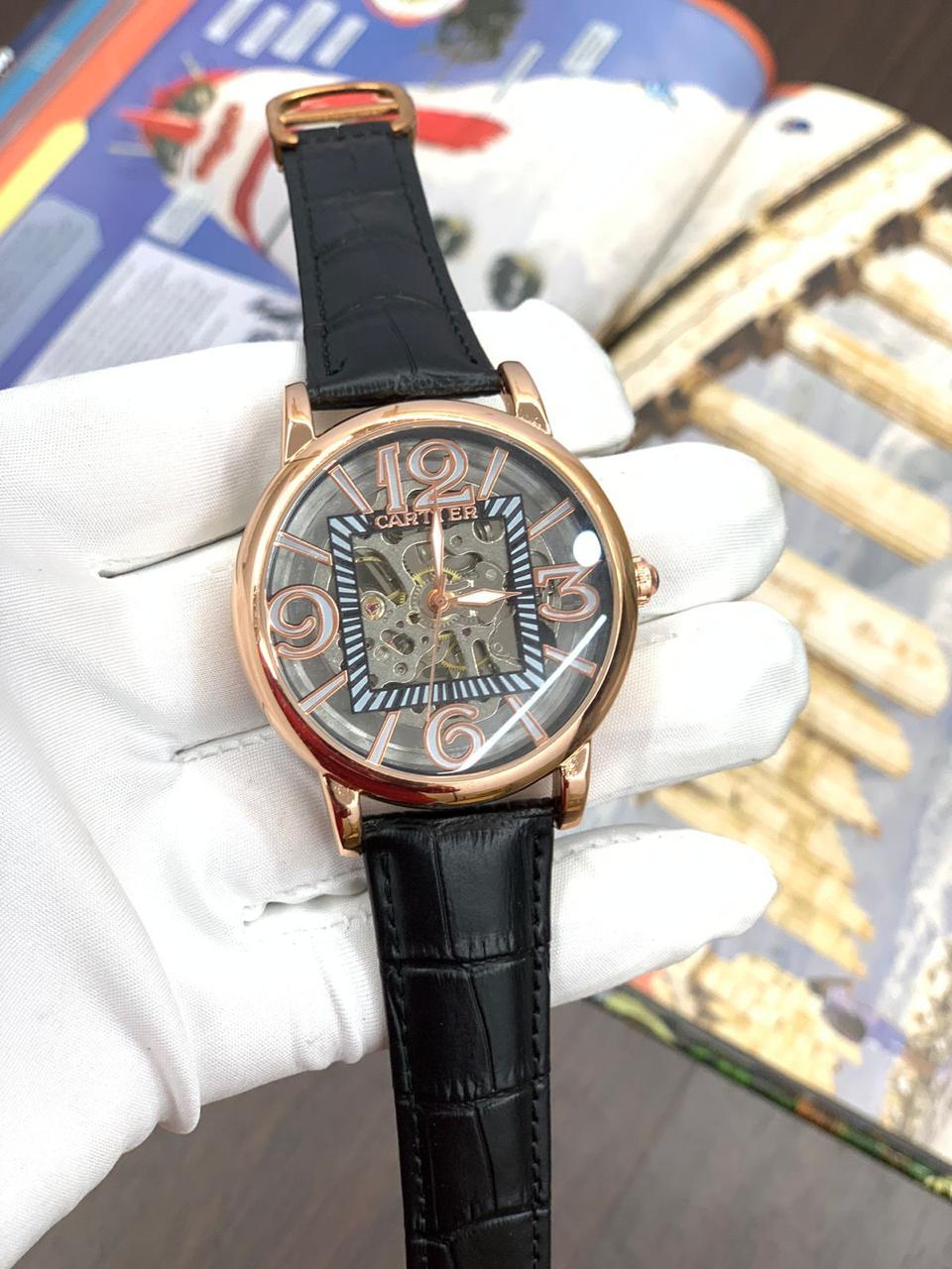 RAC Black Leather Strap Automatic Dial Copper Ring Men Watch 901690