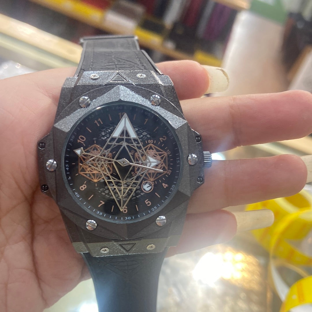 Buh Black Strap Black Dial Men Watch 901768