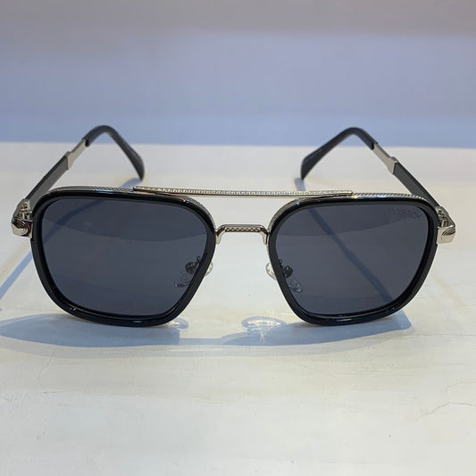 YAM Black Silver Frame Black Shade Sunglass M137 54 17-141