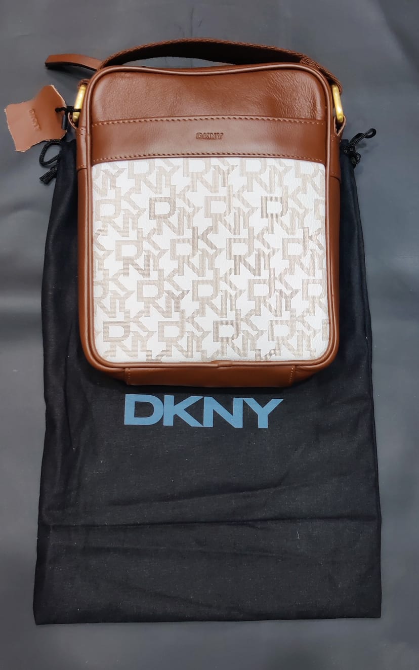 Nkd Tan White Unisex Side Sling Bag 00987