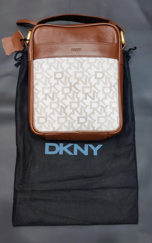 Nkd Tan White Unisex Side Sling Bag 00987