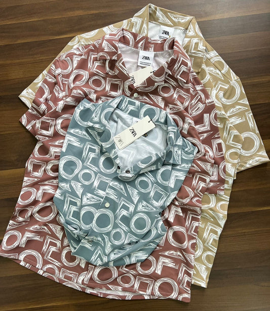 ZR RAZ Blue Colour With Printed Half Sleeve Shirt 72002