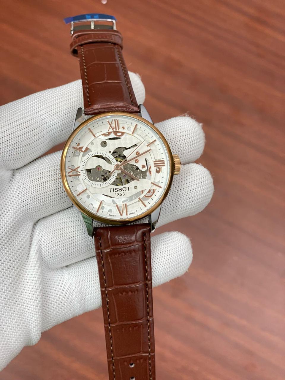 Sit Silver Copper White Dial Brown Leather Strap Automatic Men’s Watch 880013