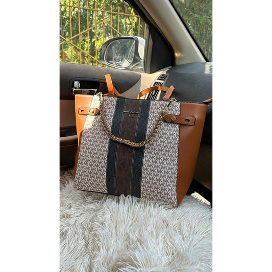 CIM MIC White Tan Colour Tote Bag 9052
