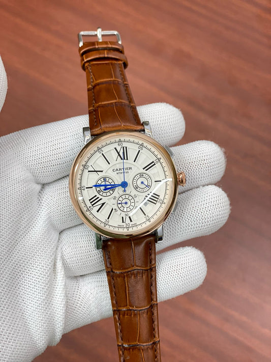 RAC Brown Strap White Dial Copper Ring Men’s Watch 987755
