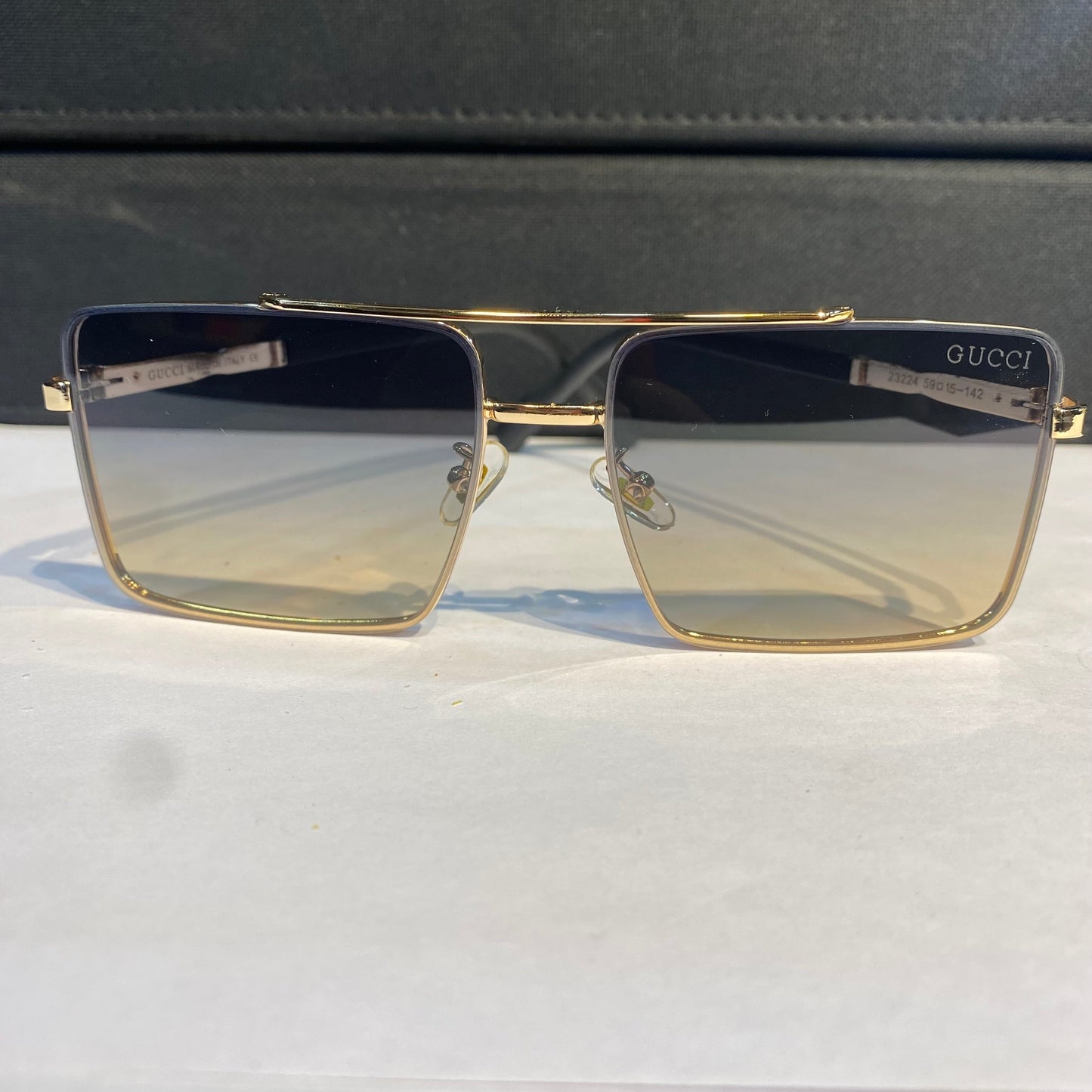 Cug Gold Frame Brown Shade Unisex Sunglass 23224 59 15 142