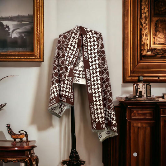 Oid Brown White Colour Unisex Stole 981034