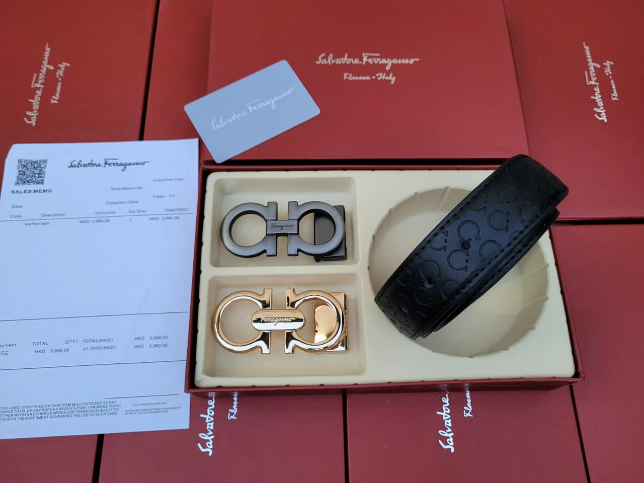 Ref Grey Copper Two Buckle Black Men Belt 120132