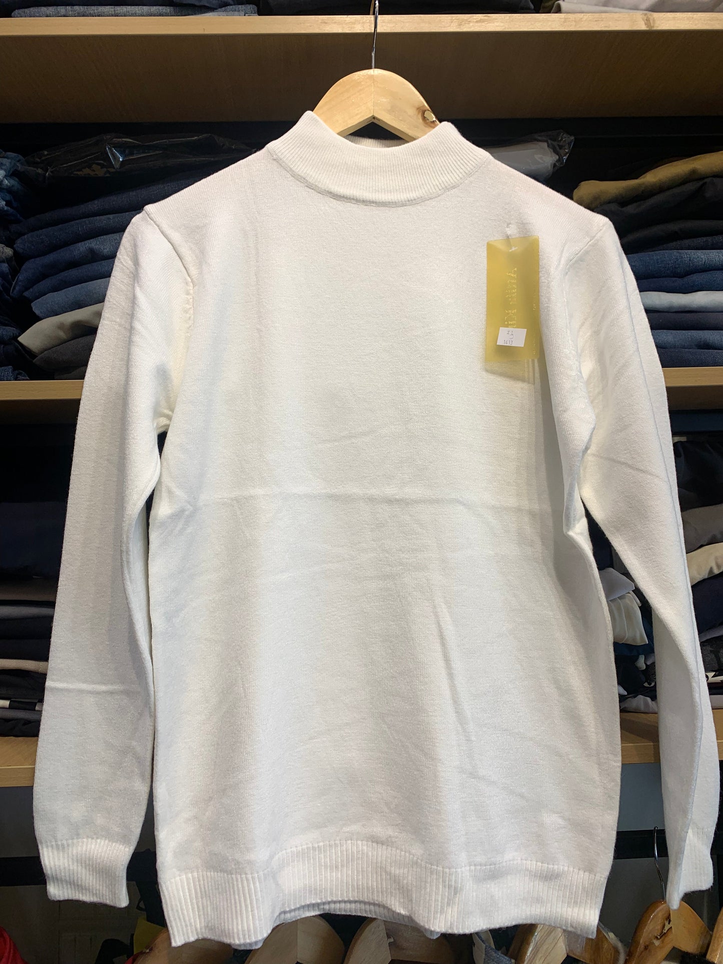 White Colour With Plain Turtleneck Sweater Silm fit Sweater Unisex Sweater 19339