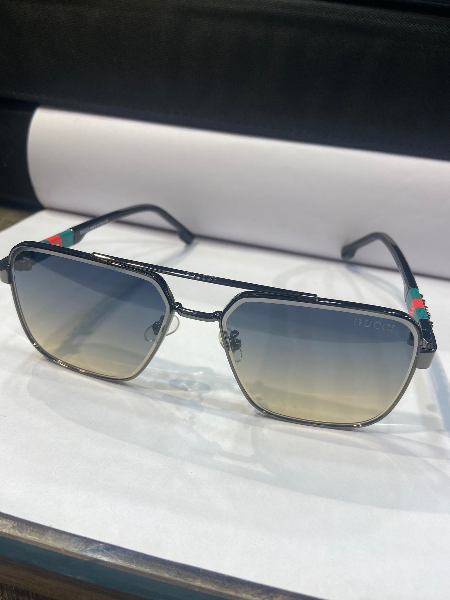 CUG Black Frame Blue Yellow Shade Sunglass GG1235 60 14 142