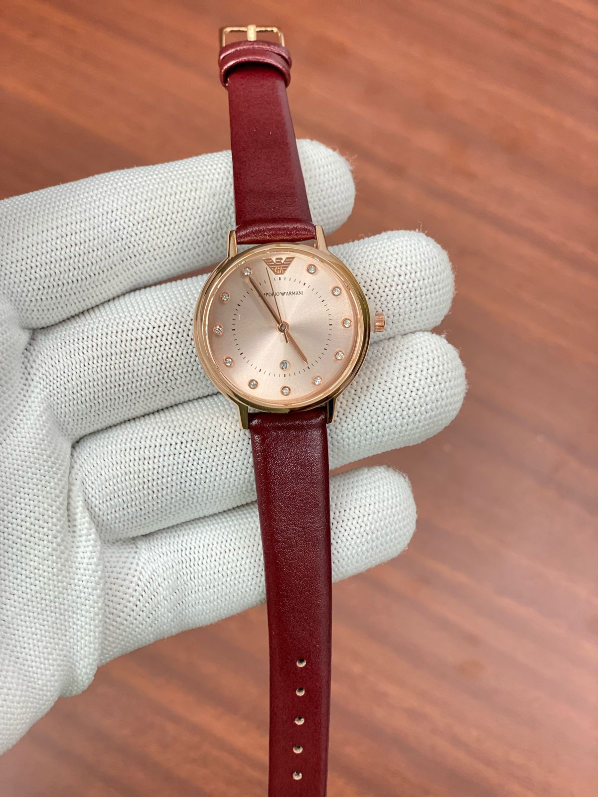 Mra Maroon Strap Copper Ring Copper Dial Ladies Watch 987765