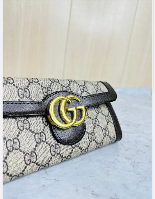 Cug Black Brown Colour Gg Logo Flap Ladies Clutch 60017144