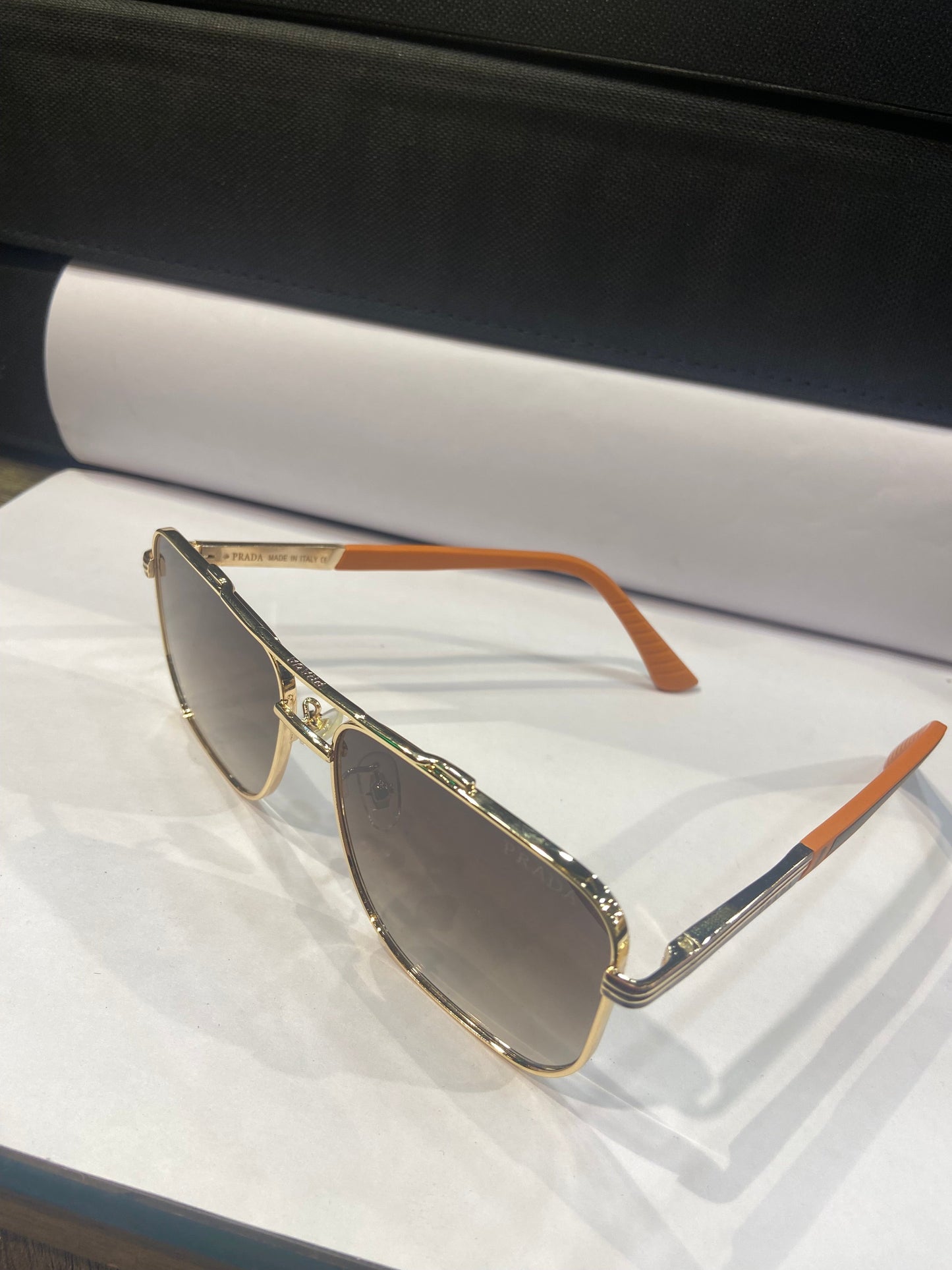 ARP PRA Gold Orange Frame Brown Shade Unisex Sunglass 23206 59 14 142