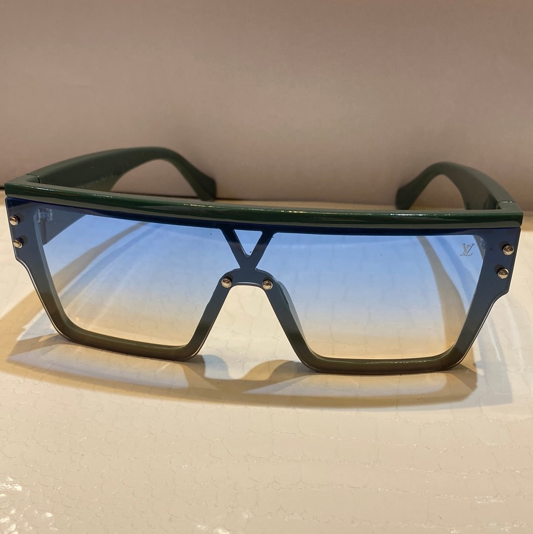 Uol Green Frame Blue Brown Shade Unisex Sunglasses