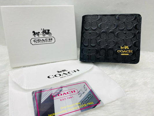 COA AOC Branded Luxury Italian Leather Black Colour CC Print Wallet 86316