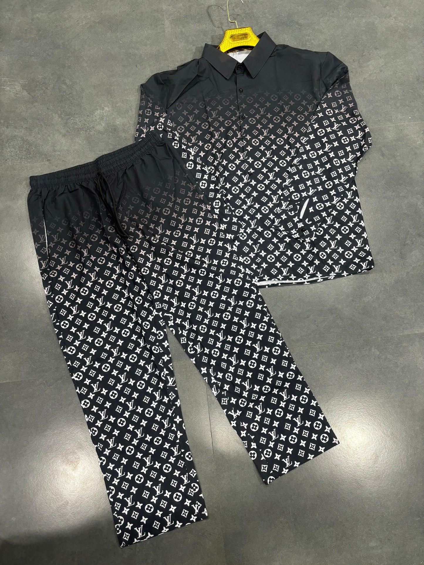 UOL Black Colour With Black Monogram Print Premium Quality Full Sleeve Coord Set 65070
