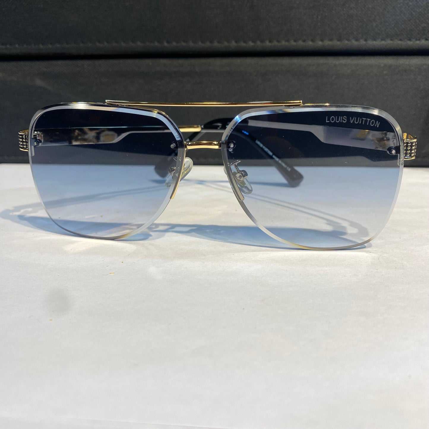 Uol Gold Frame Blue Shade Unisex Sunglass 23190 58 14 142