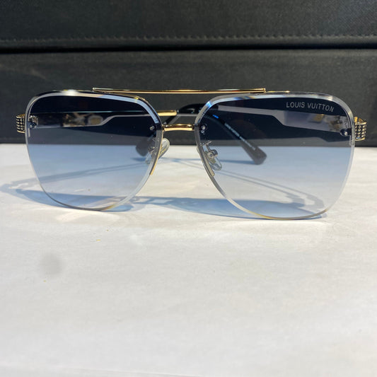 Uol Gold Frame Blue Shade Unisex Sunglass 23190 58 14 142