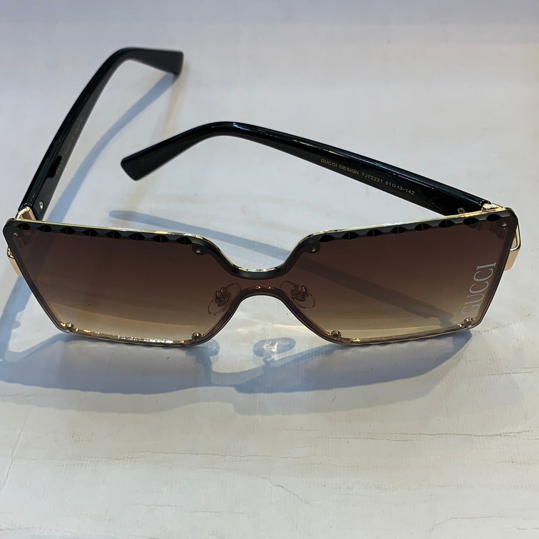 CUG GG Print Golden Frame Brown Shade Sunglasses TJ72221 61 13-142