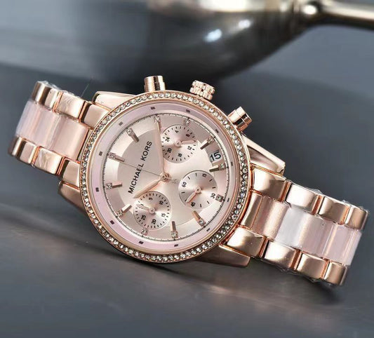 Cim Copper Pink Chain Pink Dial Ladies Watch 901848