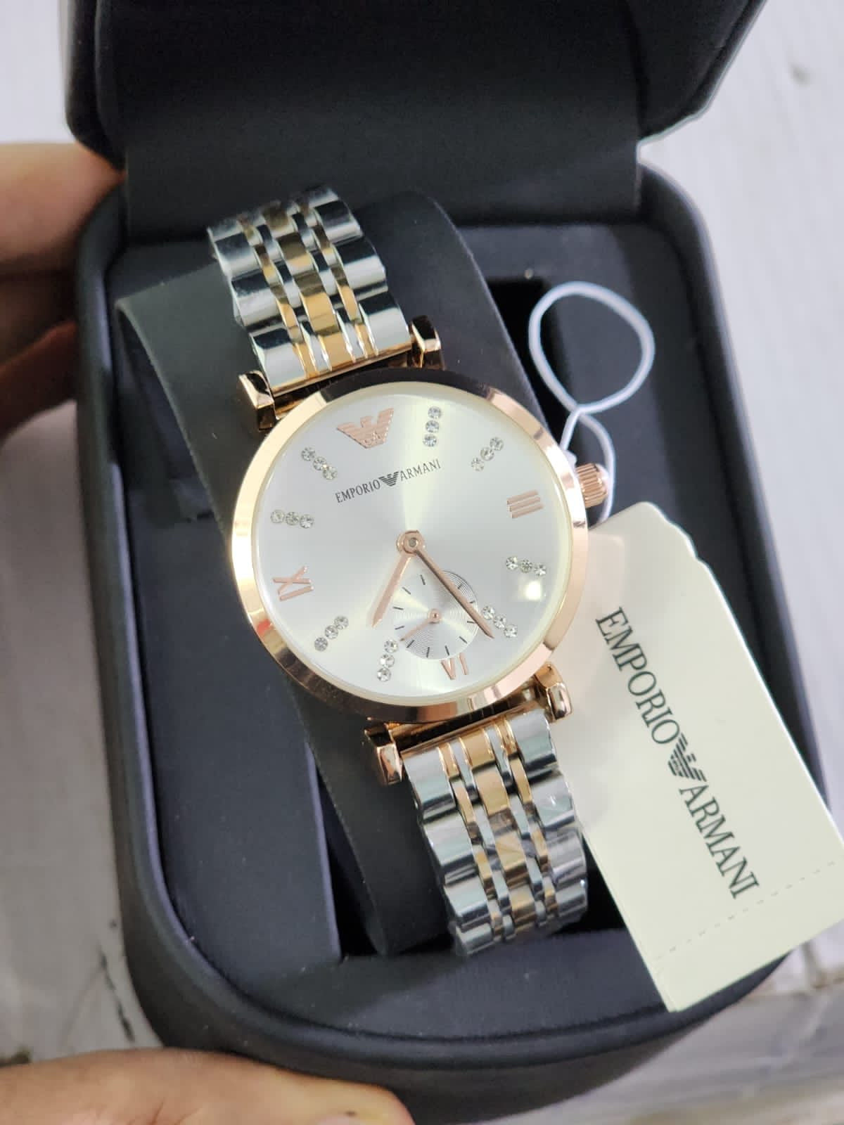 Mra Silver Copper Chain Silver Stud Chrono Dial Ladies Watch