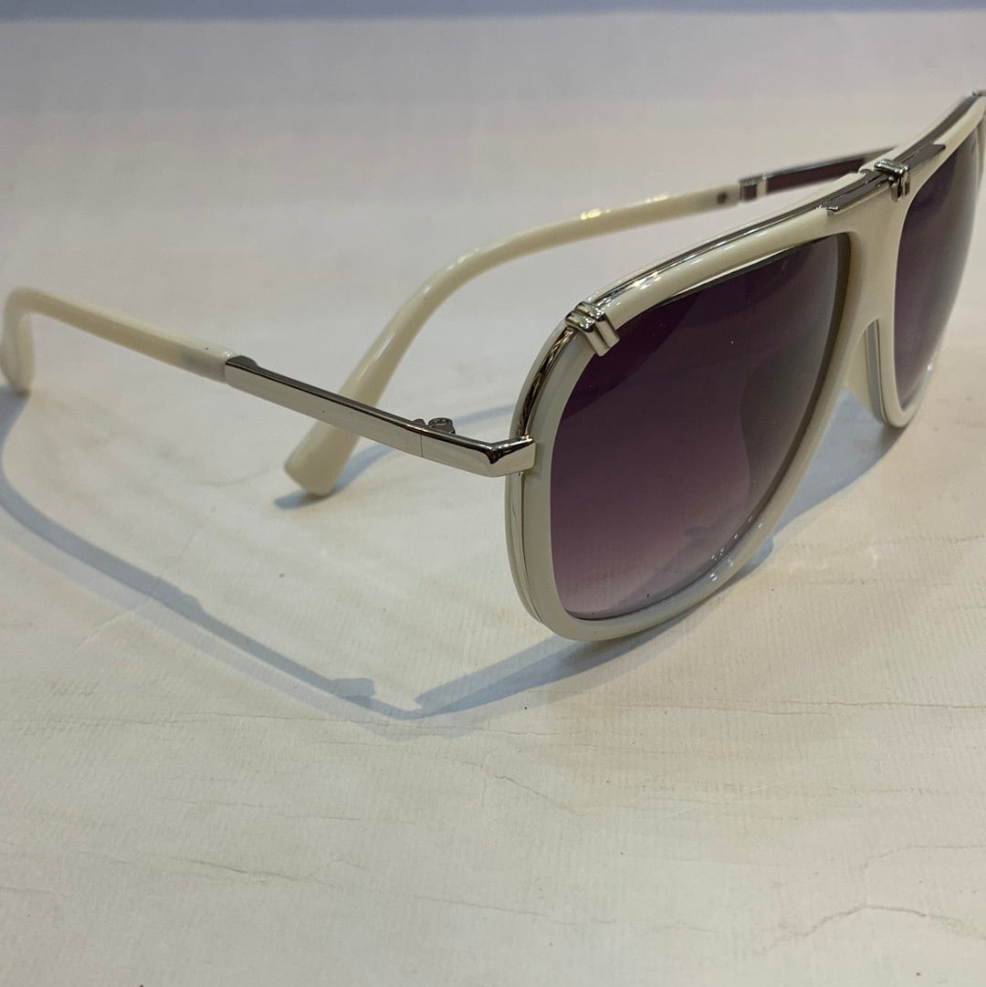 RAM White Silver Frame Purple Shade Sunglass