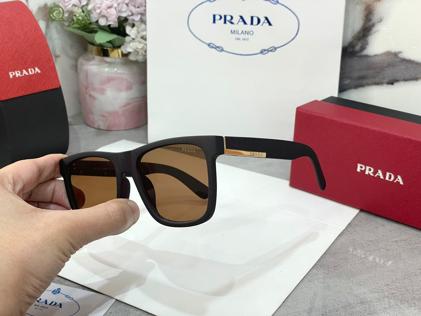 ARP Maroon Frame Brown Shade Unisex Sunglasses pr230ws 55 18 140