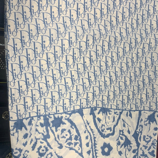 Oid Blue White Colour Oid Print Unisex Stole 987408