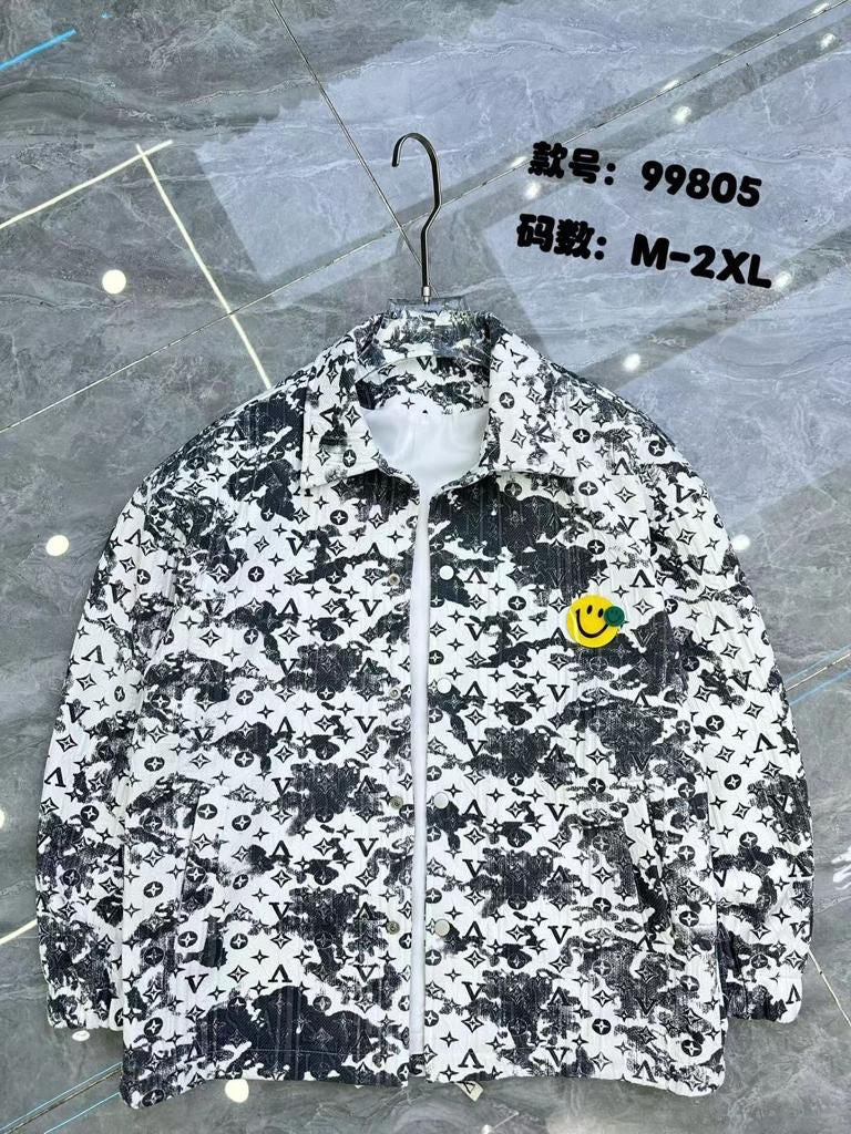 Design Homme VL UOL White Colour With Grey VL Monogram Print Premium Quality Shacket 231098