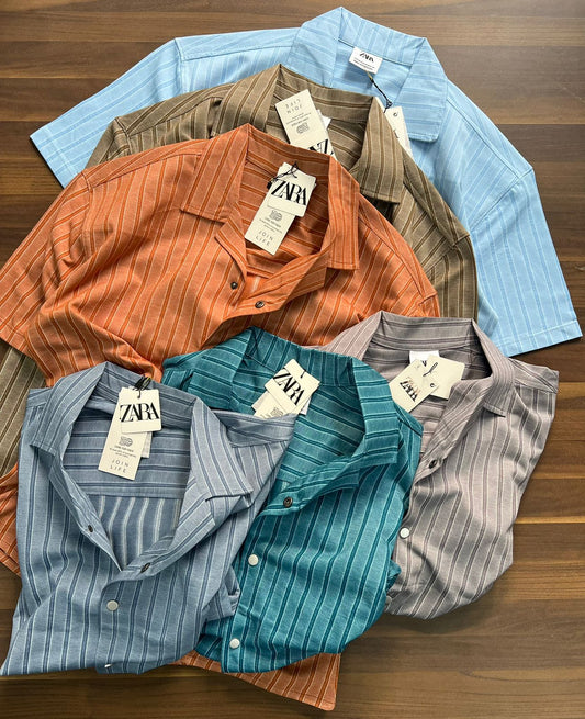 ZR Grey Clour Line Design Premium Quality Half Shirt 66110
