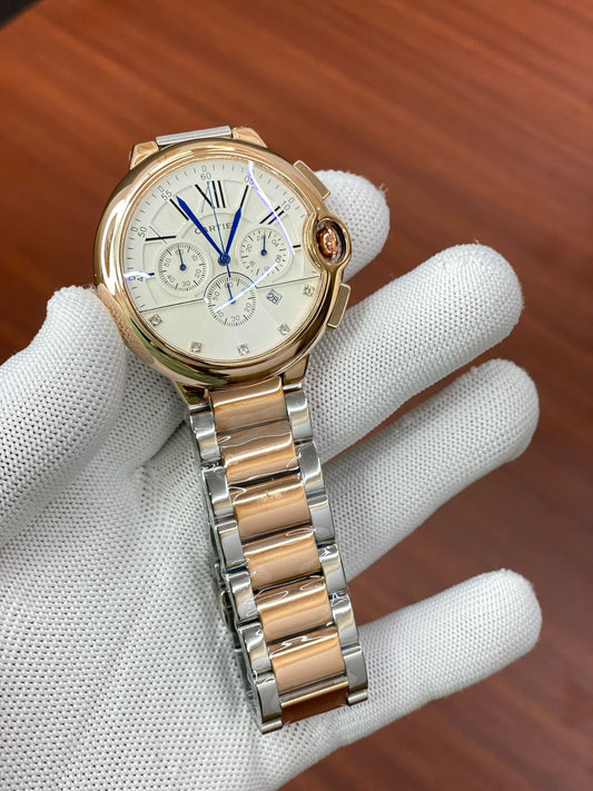 Rac Copper Silver Chain Copper Ring White Dial Men Watch 987777