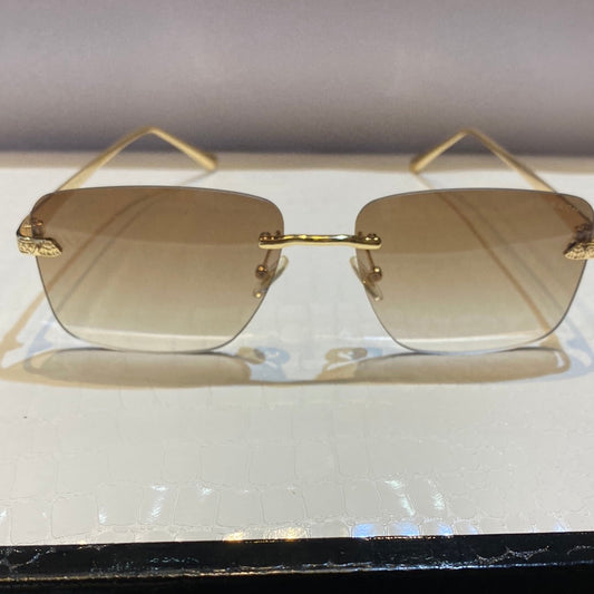 Yam Frameless Trancy Light Brown Shade Unisex Sunglasses Z304 59 17-145