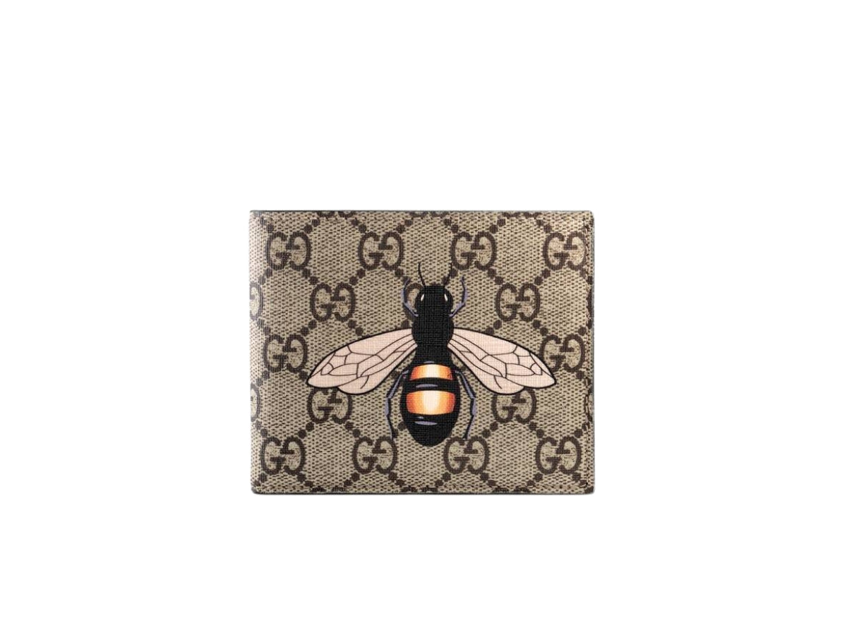 GUC CUG  Branded Luxury Italian Leather Apricot Colour Bee Print Wallet 6089528