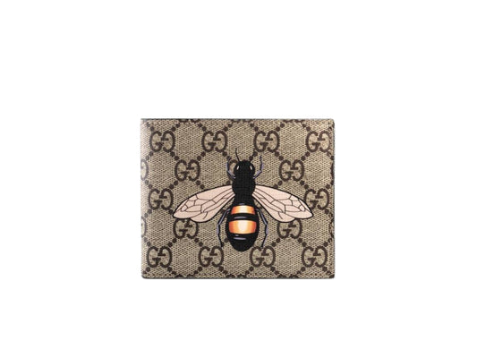 GUC CUG  Branded Luxury Italian Leather Apricot Colour Bee Print Wallet 6089528