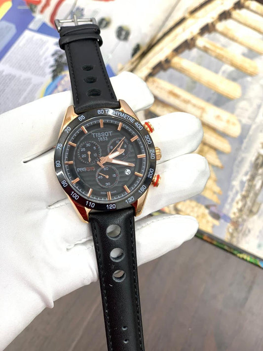 Sit Black Leather Strap Black Dial Men Watch 901697