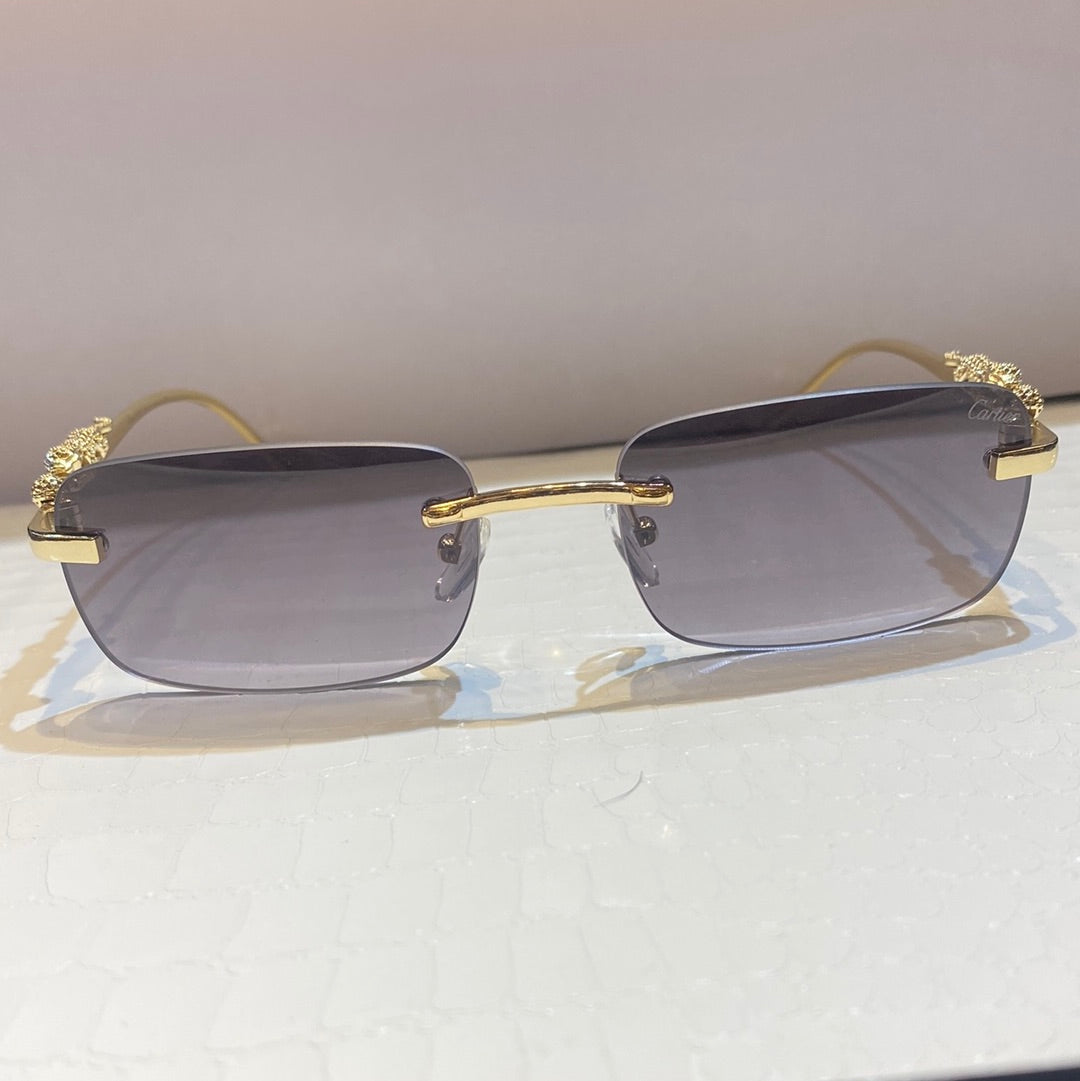 Rac Frameless Black Shade Gold Stick Unisex Sunglasses