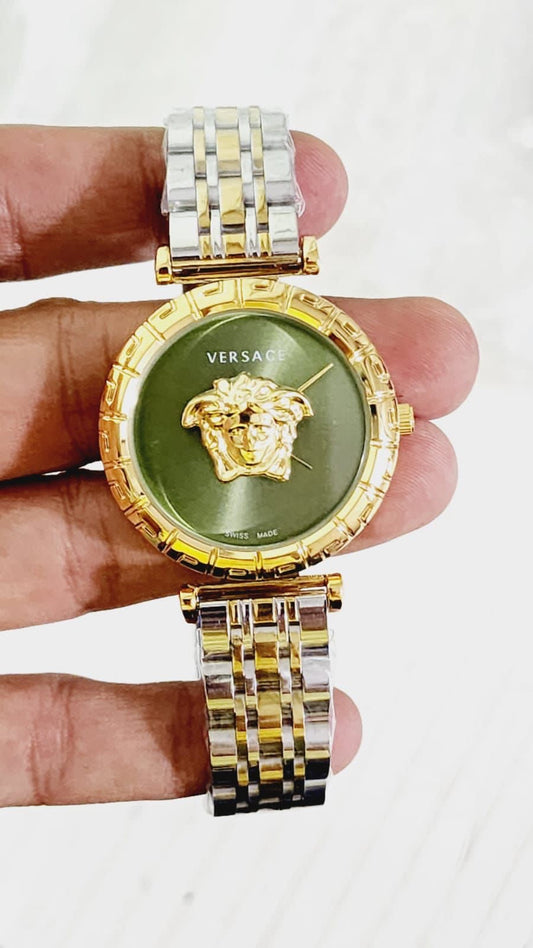 REV Sliver Gold Chain Green Dail Ladies Watch 401819