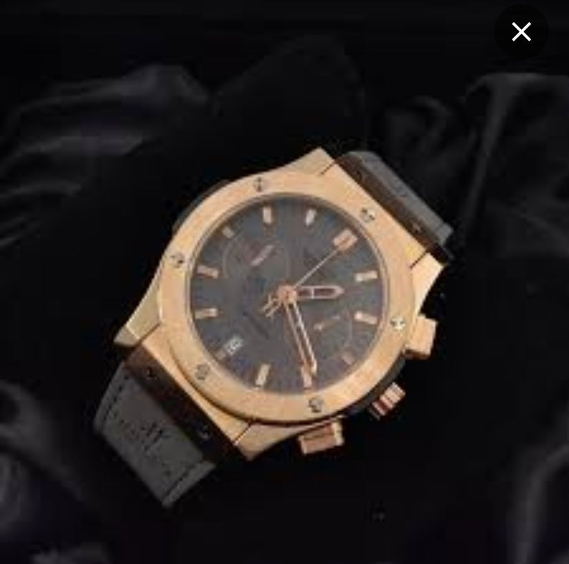 Buh Grey Strap Black Dial Copper Ring Men Watch 901736