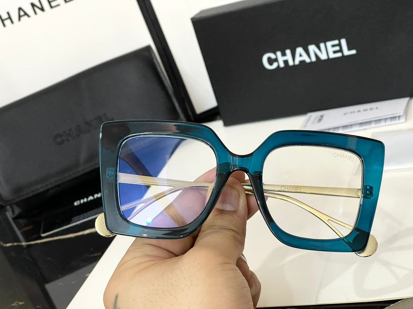AHC Blue Colour Frame Transparent Shade Unisex Sunglass