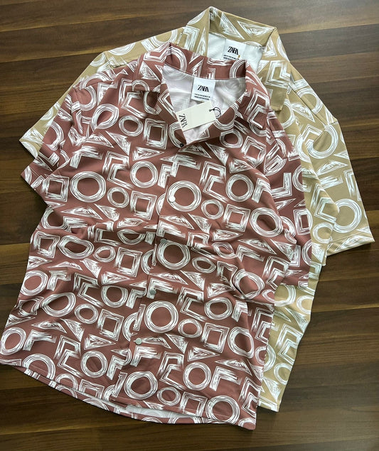 ZR RAZ Maroon Colour With Printed Half Sleeve Shirt 72003