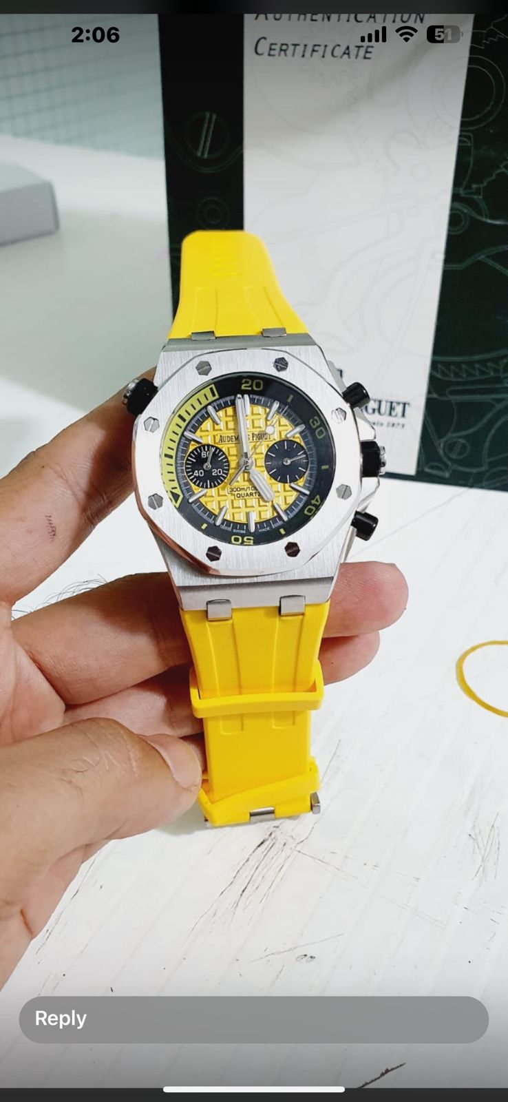 Dua Yellow Silicone Strap Silver Ring Yellow Dial Premium Quality Men Watch 901745