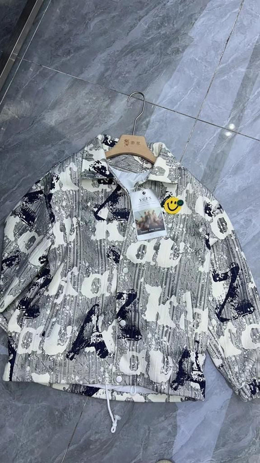 Design Homme Grey With Multiple Print Premium Quality Shacket 2310920