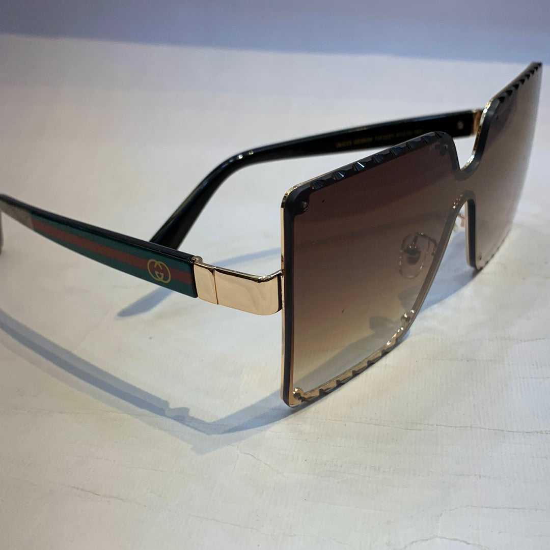 CUG GG Print Golden Frame Brown Shade Sunglasses TJ72221 61 13-142