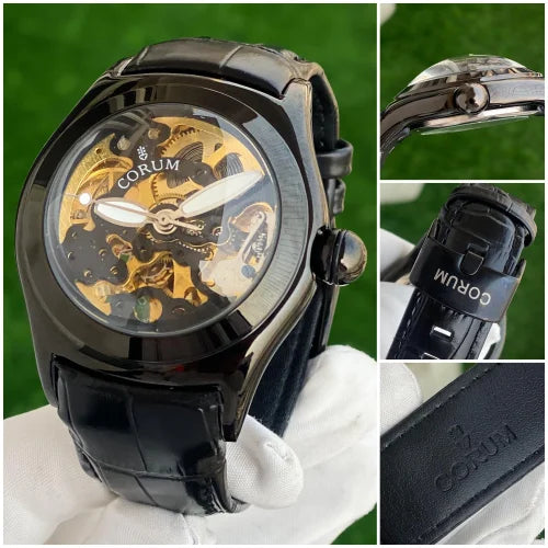 Roc Black Leather Strap Copper Dial Automatic Men watch 987717