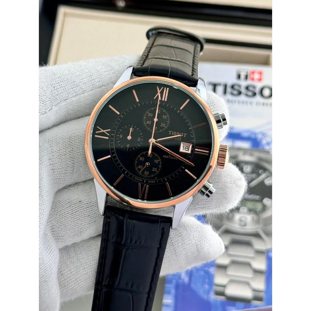 Sit Black Strap Black Dial Copper Ring Men Watch 987709