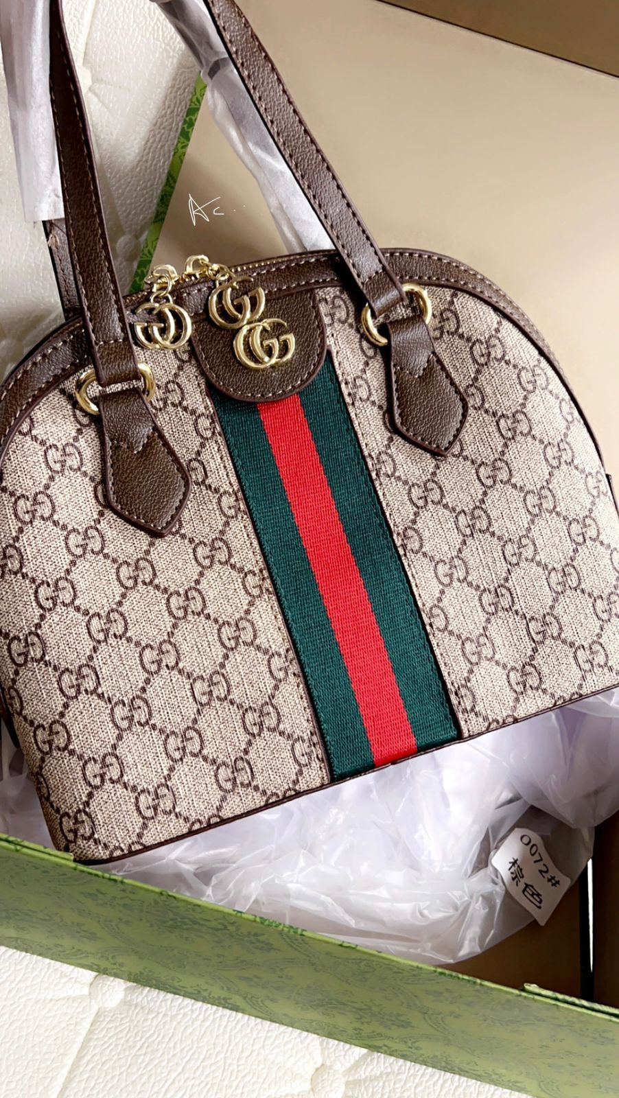 Cug Brown Colour Green Red Strip ladies Sling Bag 0072