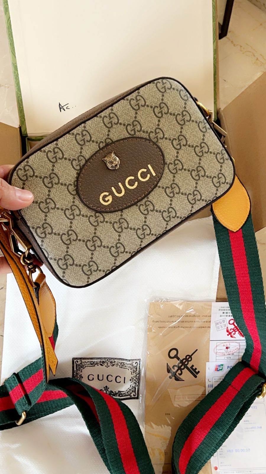CUG GUC Brown Colour GG Print Heavy Quality Double Box Ladies Sling Bag 476465
